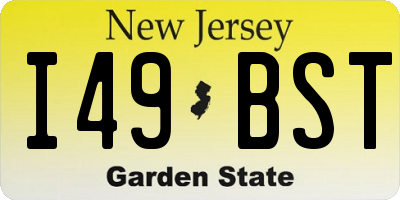 NJ license plate I49BST