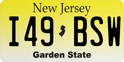 NJ license plate I49BSW