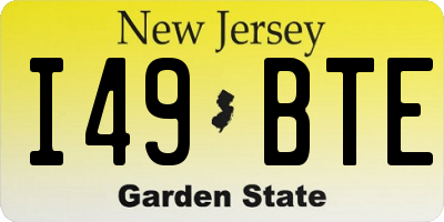 NJ license plate I49BTE