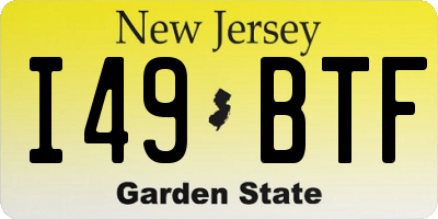 NJ license plate I49BTF