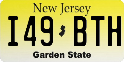 NJ license plate I49BTH