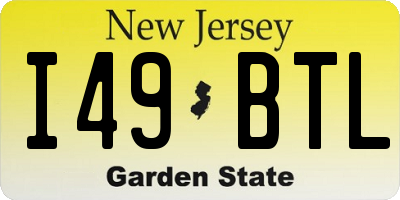 NJ license plate I49BTL