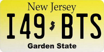 NJ license plate I49BTS