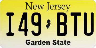 NJ license plate I49BTU