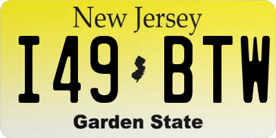 NJ license plate I49BTW