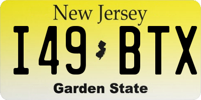 NJ license plate I49BTX