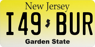 NJ license plate I49BUR