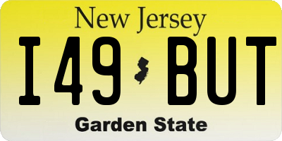NJ license plate I49BUT