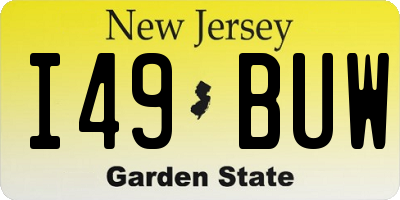 NJ license plate I49BUW