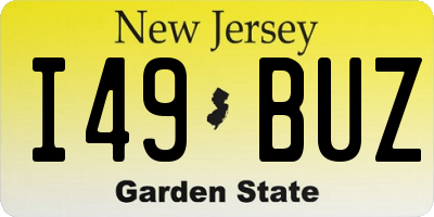 NJ license plate I49BUZ