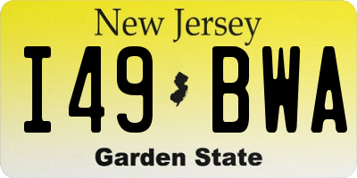 NJ license plate I49BWA
