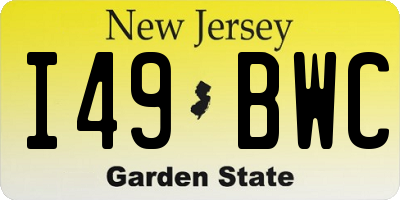 NJ license plate I49BWC