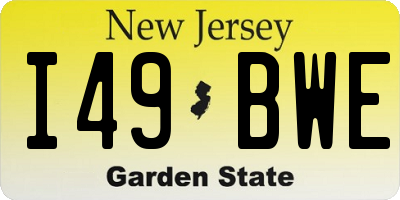 NJ license plate I49BWE