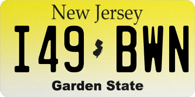 NJ license plate I49BWN
