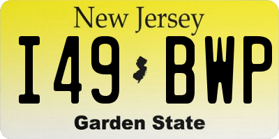 NJ license plate I49BWP