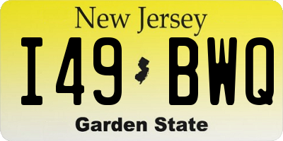NJ license plate I49BWQ