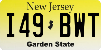 NJ license plate I49BWT