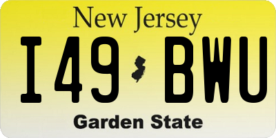 NJ license plate I49BWU