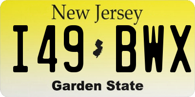 NJ license plate I49BWX