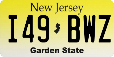 NJ license plate I49BWZ