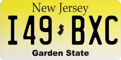 NJ license plate I49BXC
