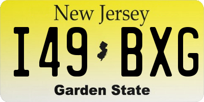 NJ license plate I49BXG