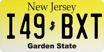 NJ license plate I49BXT