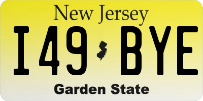 NJ license plate I49BYE