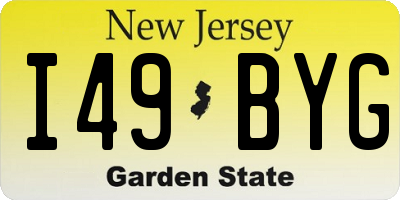 NJ license plate I49BYG