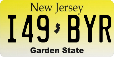 NJ license plate I49BYR