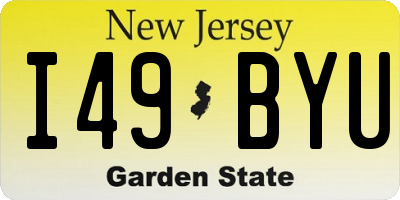 NJ license plate I49BYU