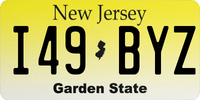 NJ license plate I49BYZ