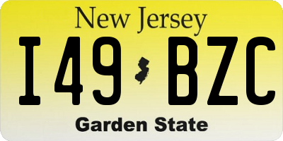NJ license plate I49BZC