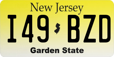 NJ license plate I49BZD