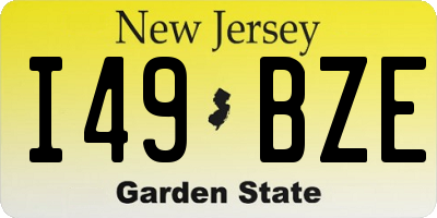 NJ license plate I49BZE