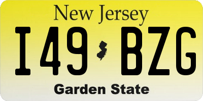 NJ license plate I49BZG