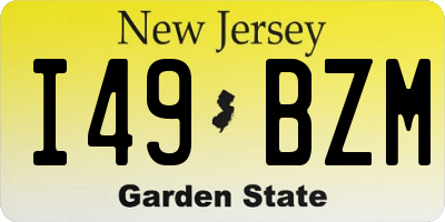 NJ license plate I49BZM