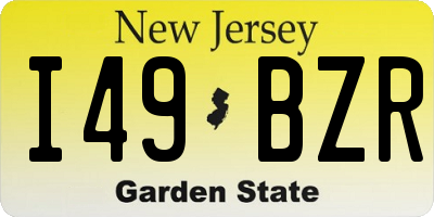 NJ license plate I49BZR