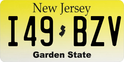 NJ license plate I49BZV