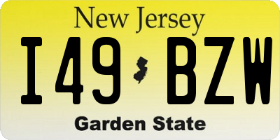 NJ license plate I49BZW
