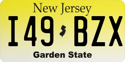 NJ license plate I49BZX