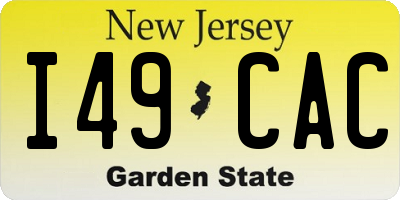 NJ license plate I49CAC