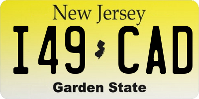 NJ license plate I49CAD