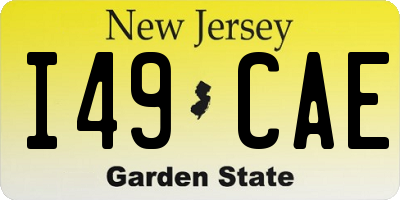 NJ license plate I49CAE