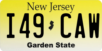 NJ license plate I49CAW