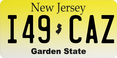 NJ license plate I49CAZ