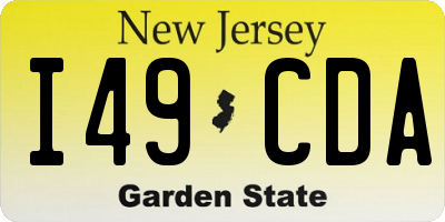 NJ license plate I49CDA