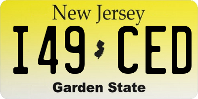 NJ license plate I49CED