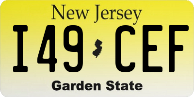 NJ license plate I49CEF