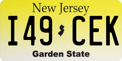 NJ license plate I49CEK